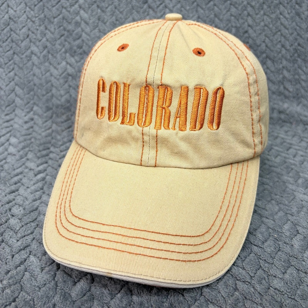 J HATS Hat Colorado Baseball Cap Unisex OS Tan Orange Embroidered Strapback